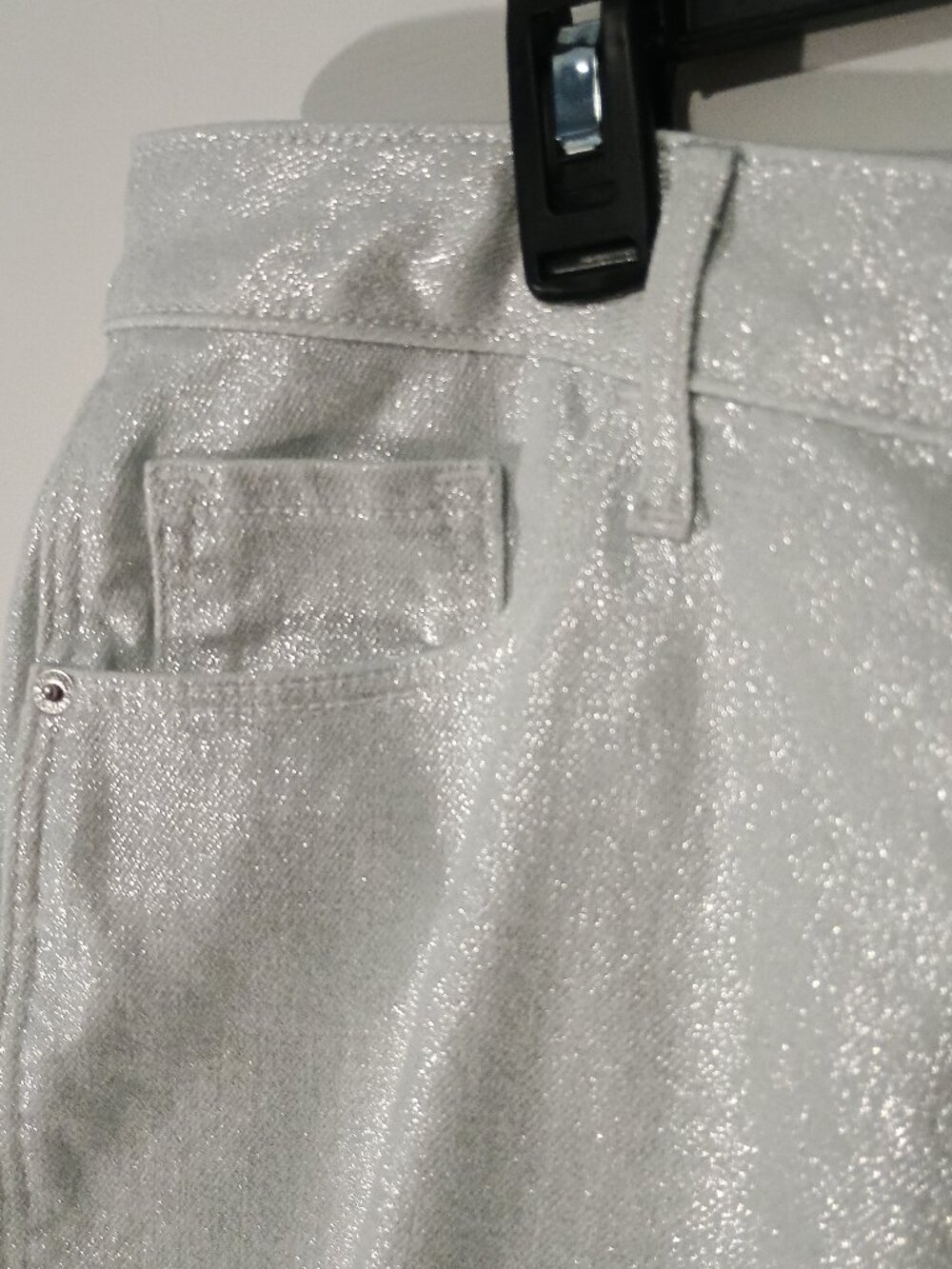 Silver Metallic Coated Plus Size Jeans Pants Women’s 22 Shimmer Stretch Skinny - Picture 5 of 8